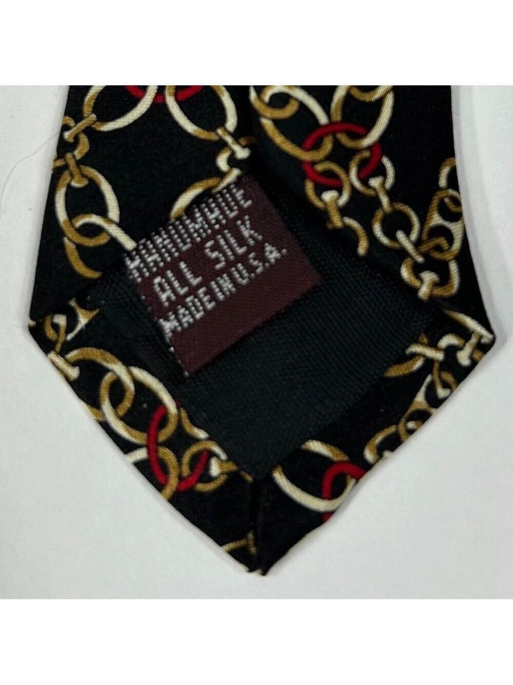 Ashford & Brooks London Men's Handmade Silk Black Red Gold Tie - Picture 6 of 7